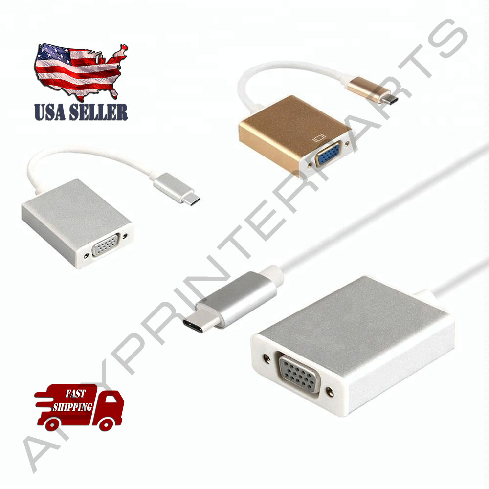 USB to VGA HDTV USB 3.1 Type C Thunderbolt 3 VGA Adapter Cable, Silver or Gold