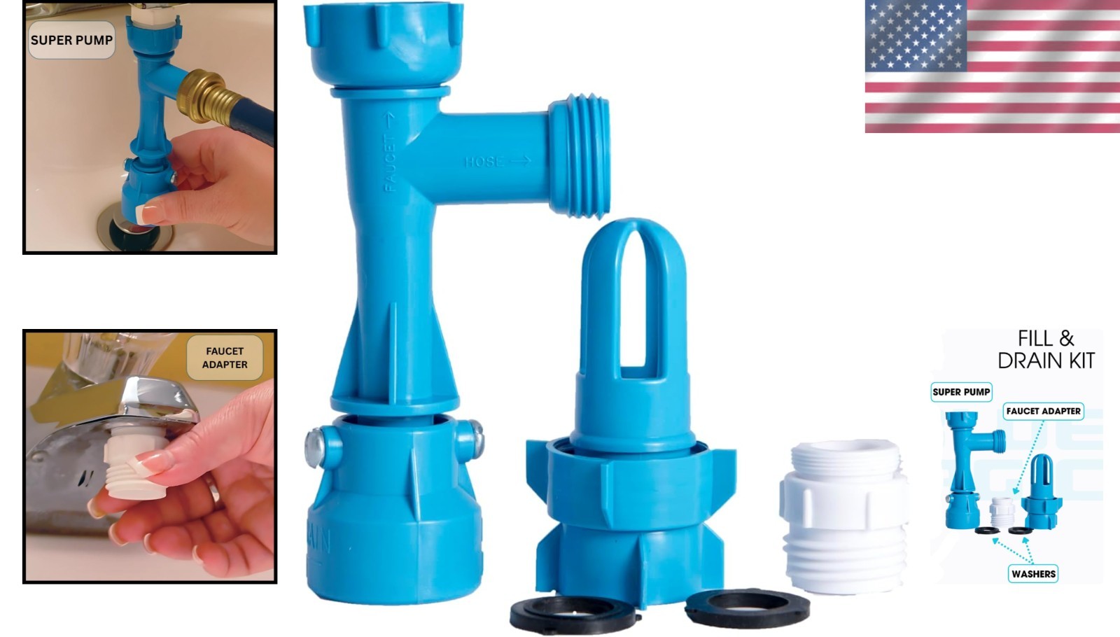 Blue Magic Waterbed Fill & Drain Kit - Spill-Proof & Leak-Resistant Solution