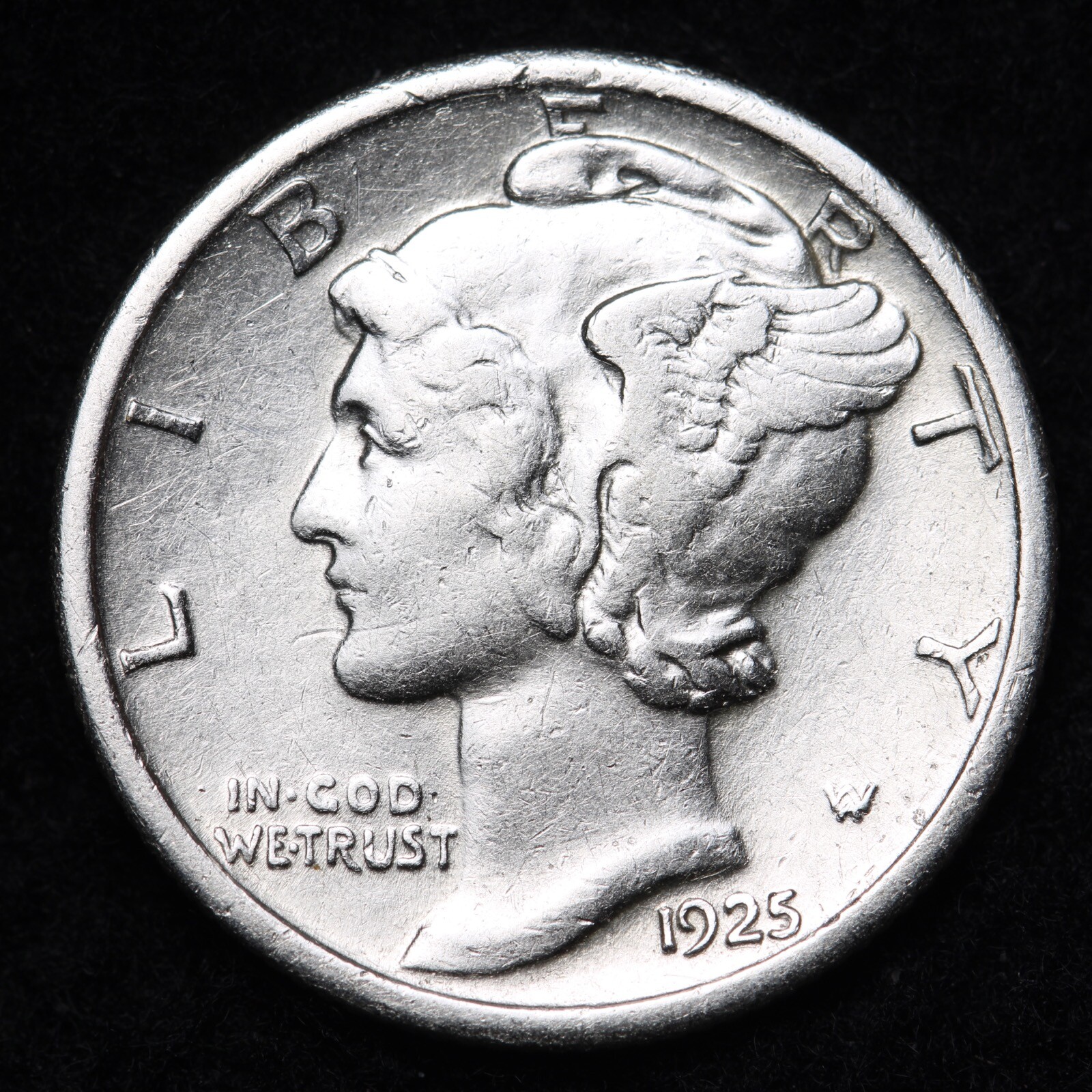 1925 Mercury Silver Dime Nice AU FREE SHIPPING