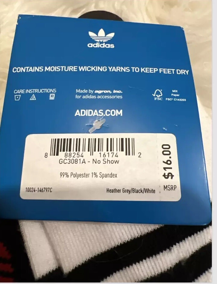 Adidas Originals Men's 3-Pair No show Socks Size 6-12 $16