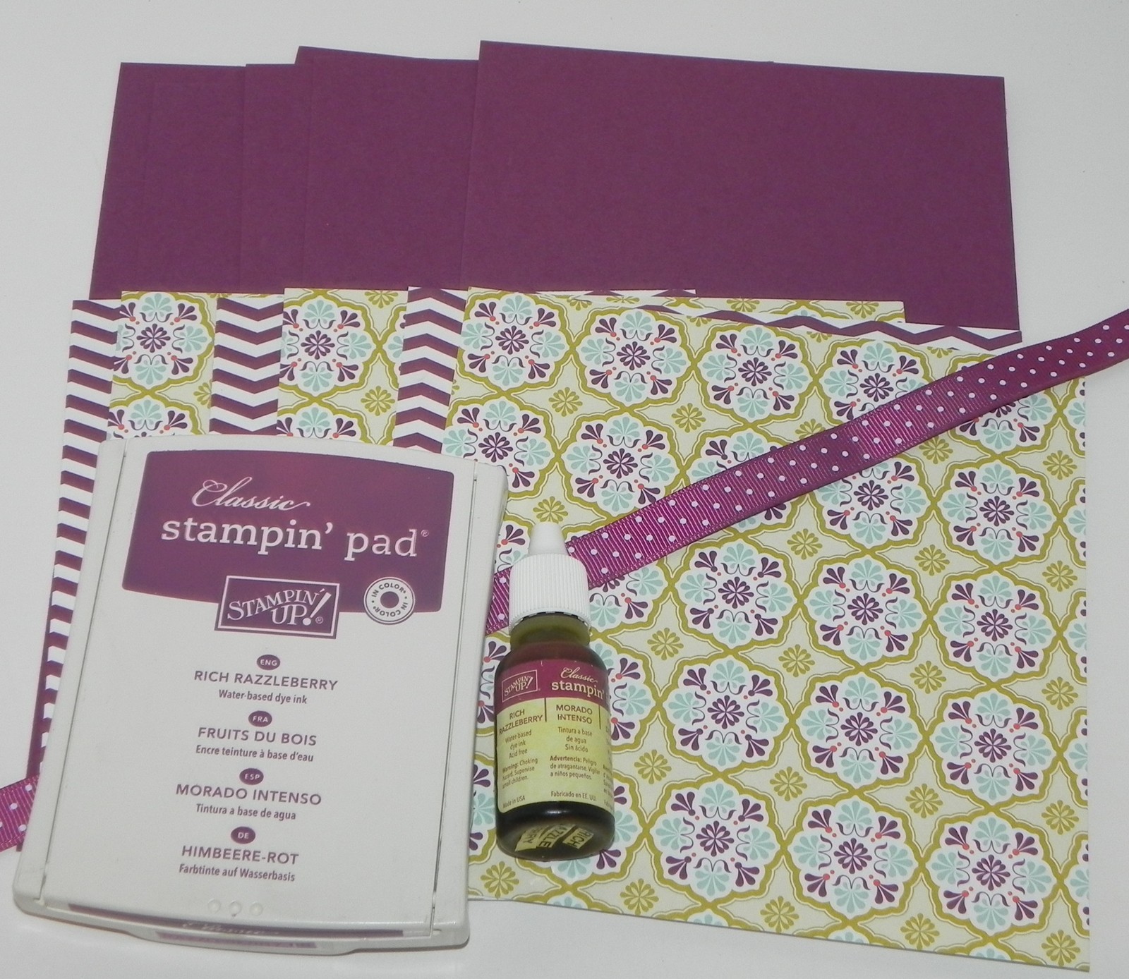 RICH RAZZLEBERRY FELT INK PAD REFILL 6X6 DESIGNER PAPER A2 CARDSTOCK STAMPIN UP