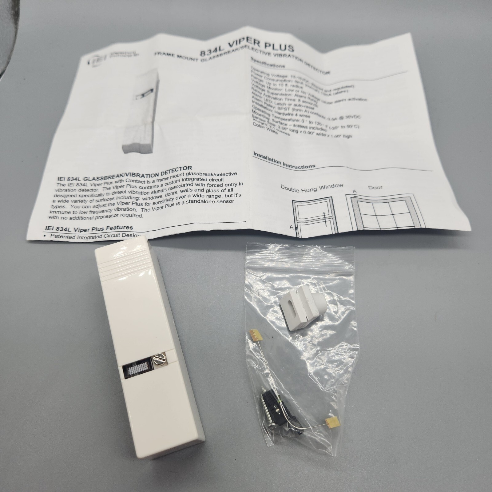 Viper Plus IEI 834L Glassbreak Vibration Detector w/o Contact As Seen In Pics