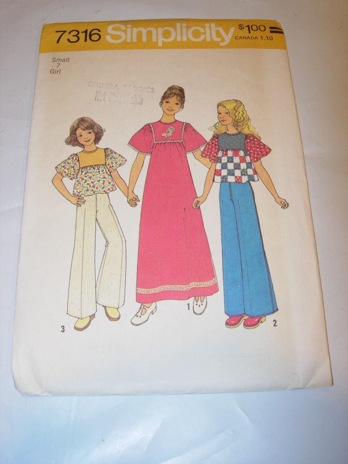 GIRLS CHILDS UNCUT SIMPLICITY 7316 Sewing Pattern DRESS TOP SHIRT BLOUSE SIZE 7