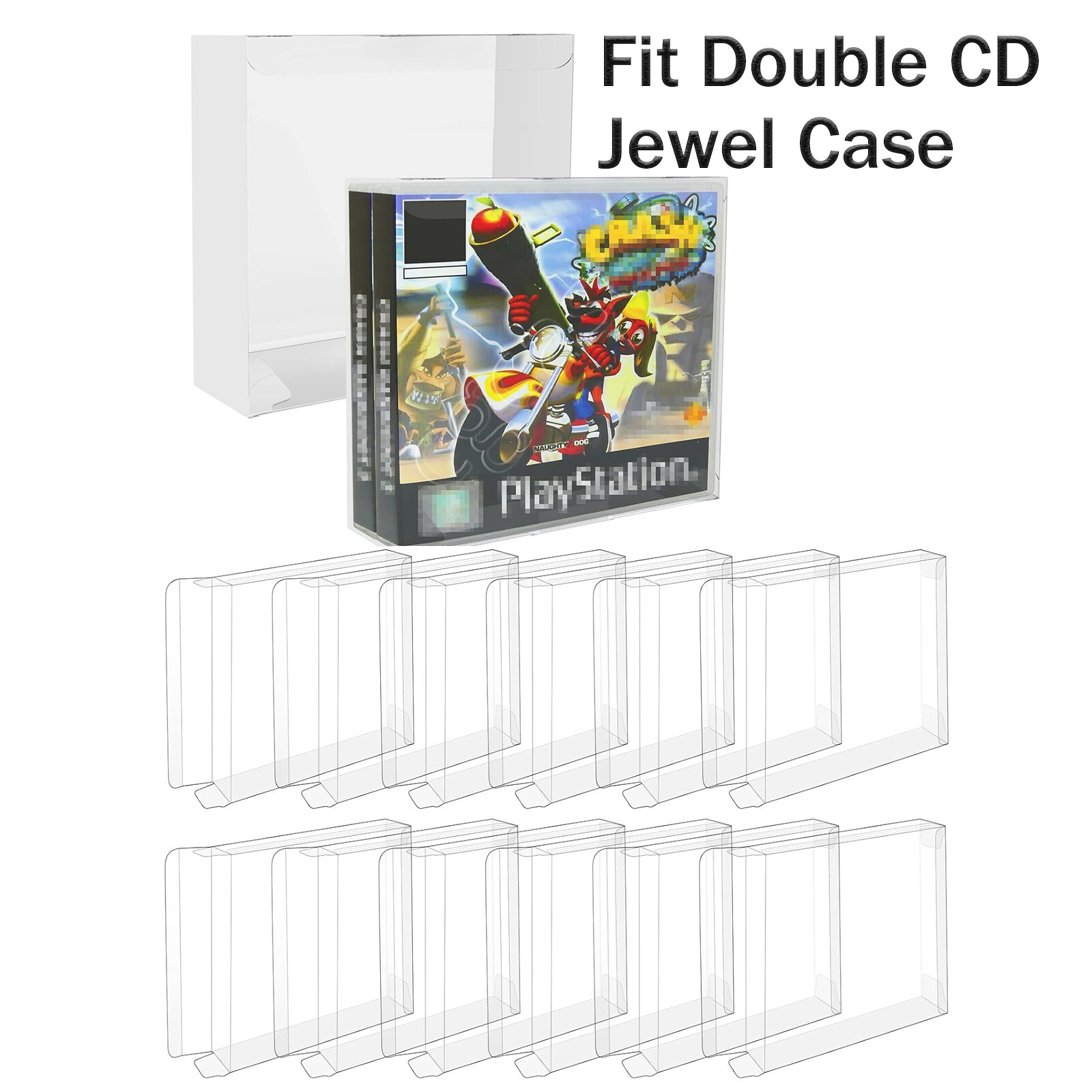 Video Games Protectors Box For Double PS1 Games Music Double CD Jewel Case