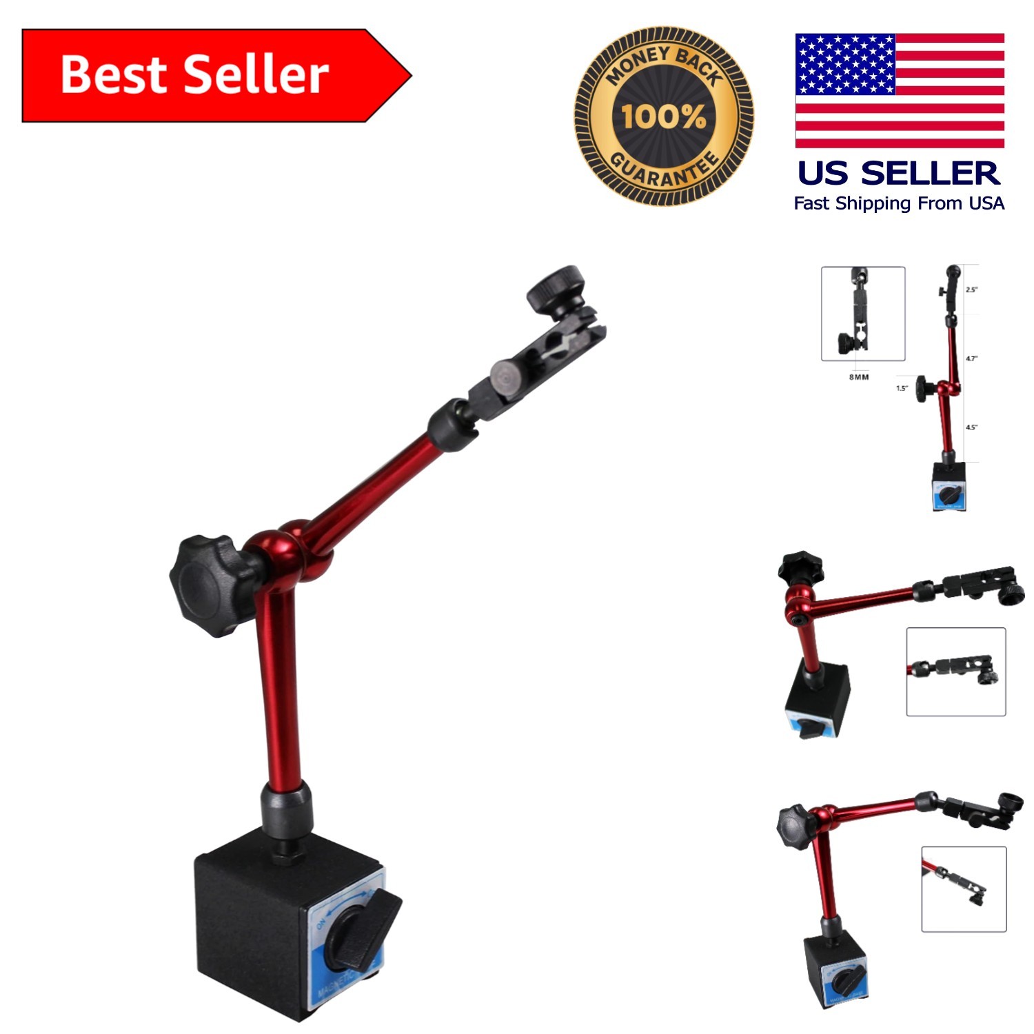 Professional 14" Magnetic Base  Holder - 8mm Diameter & 360° Flexibility