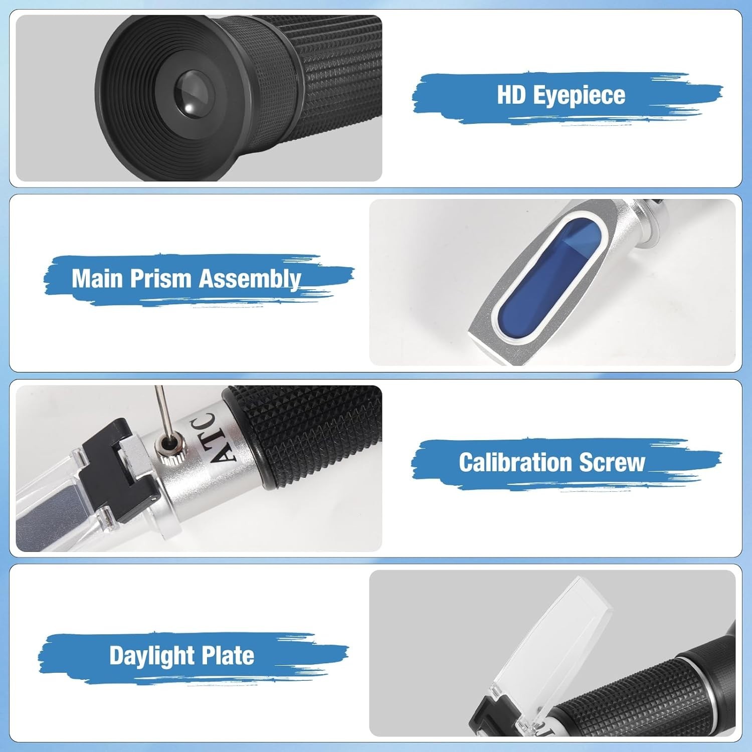Brix Refractometer with ATC, Dual Scale - Specific Gravity & Brix, Hydrometer...