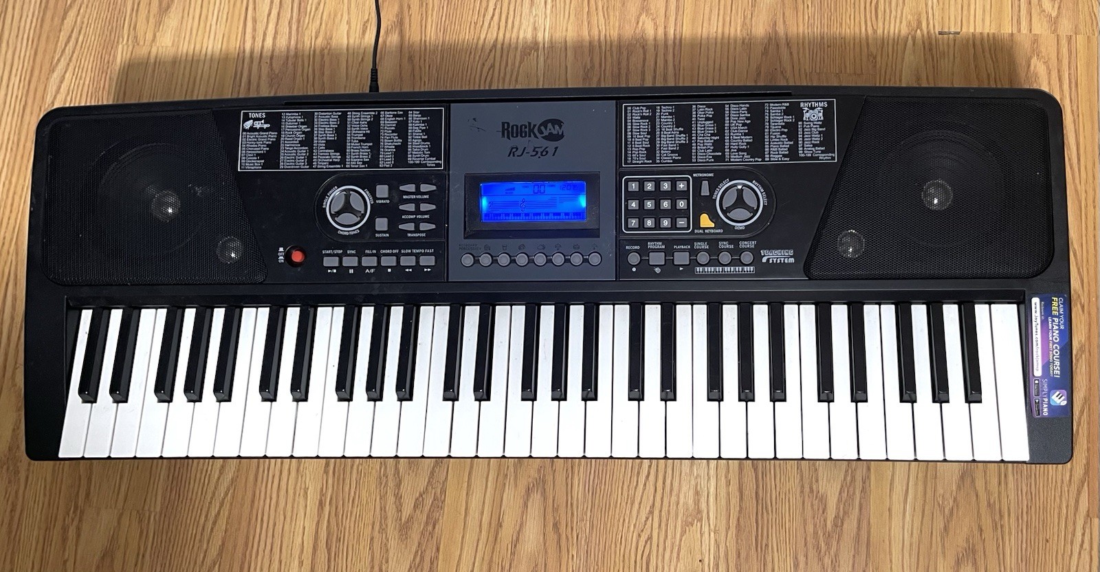 RockJam RJ-561 Multi-function Keyboard & Power Cord Tested Works!