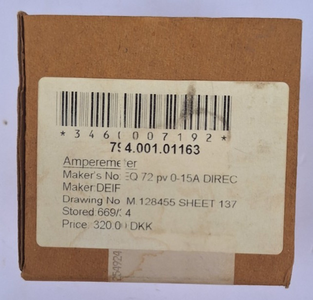DEIF EQ 72 AMPERE METER (0-15A)