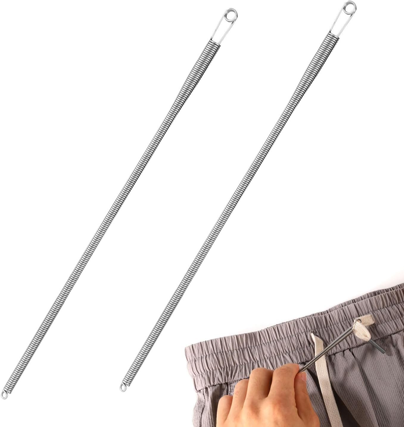 2pcs Drawstring Threader Tool, Metal Spring Threader Drawstring Tool Flexible El