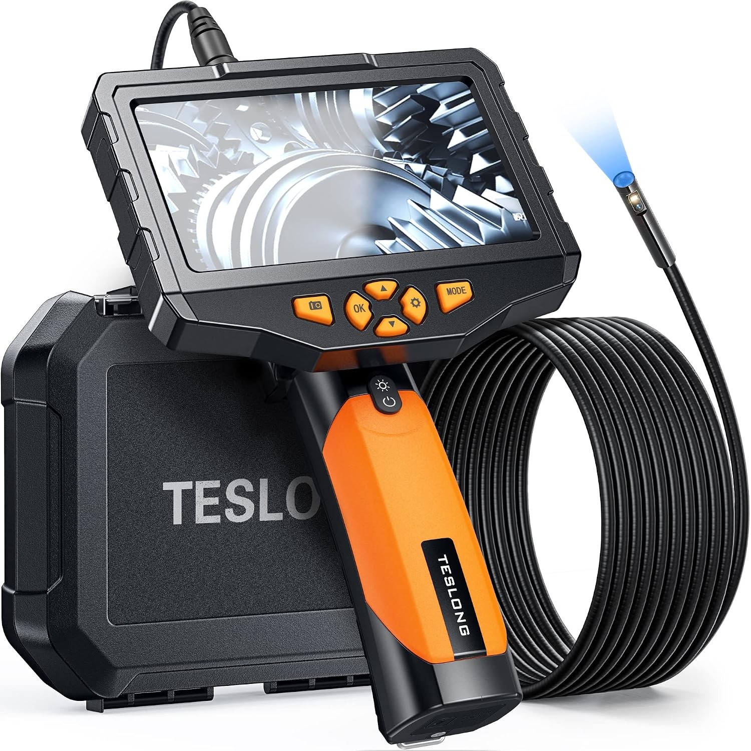 16.5FT Dual Lens Inspection Camera with Light, 5" IPS Industrial Endoscope