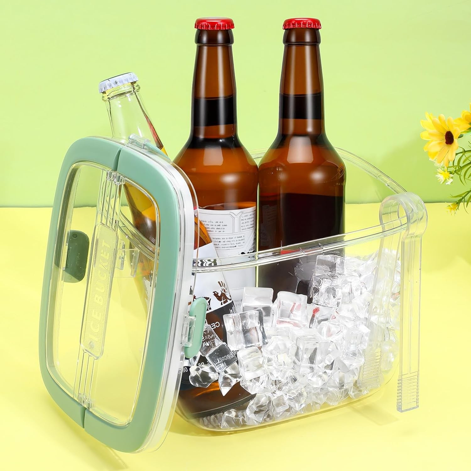 5L Ice Cube Storage Bin W/ Sealed Lid Ice Cube Bucket Portable Ices Bucket