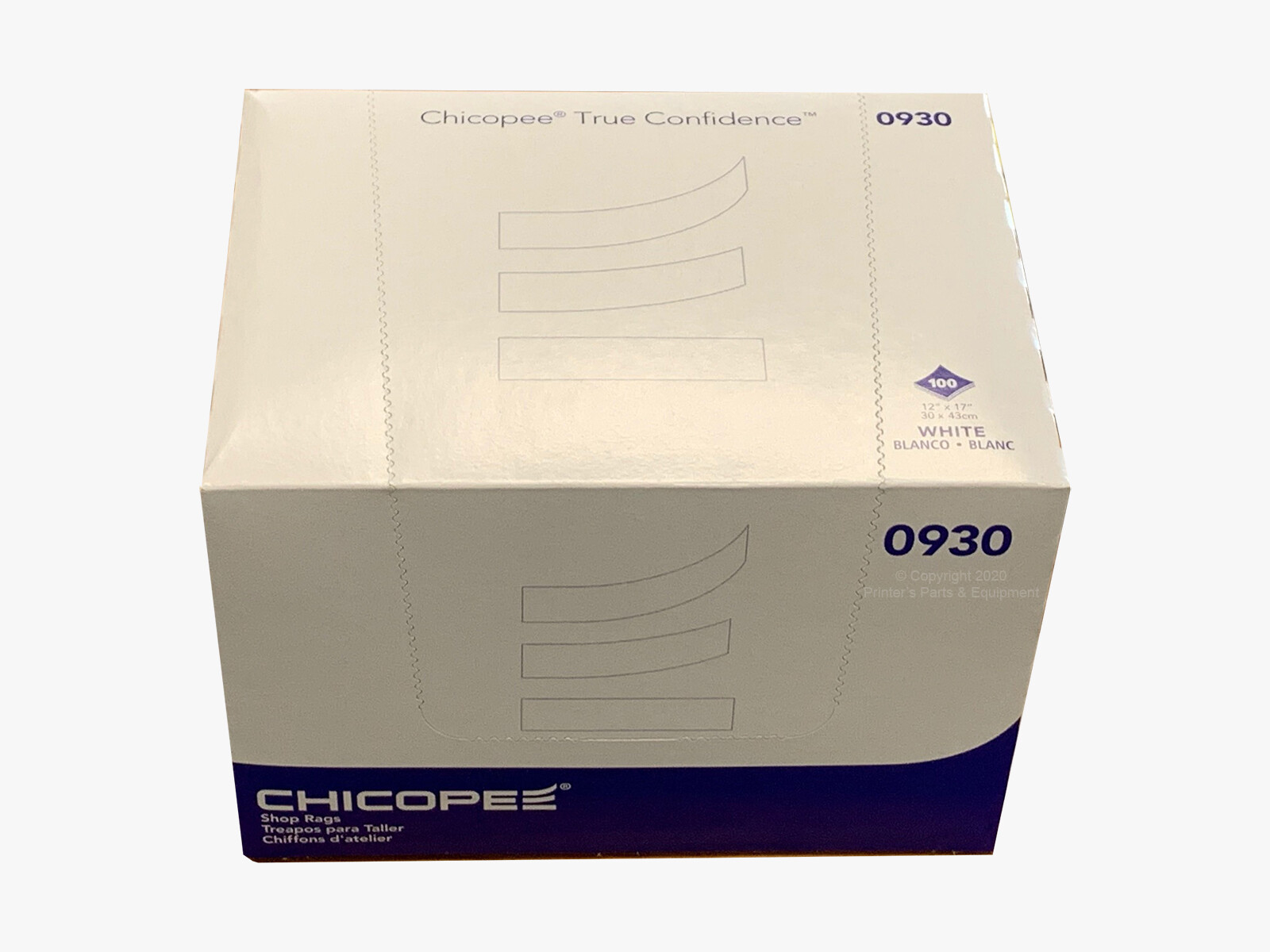 CHICOPEE Shop Rags White 12" x 17" 100 Wipes 0930