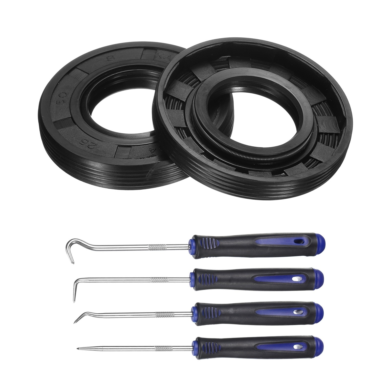 2Pcs Oil Seal, 25x50x8mm TC Nitrile Rubber Double Lip Cover with Hook Kit
