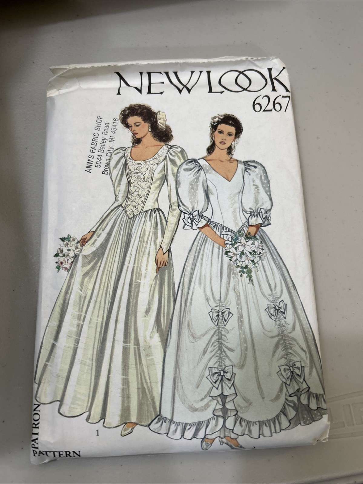 Wedding Dress 1980s New Look 6267 UNCUT Sewing Pattern Bridal Gown Women 8-18