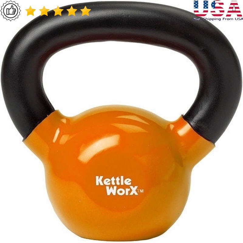 Weighted Kettlebell Vinyl Coated Durability Smooth Handle Core Cardio Workout US