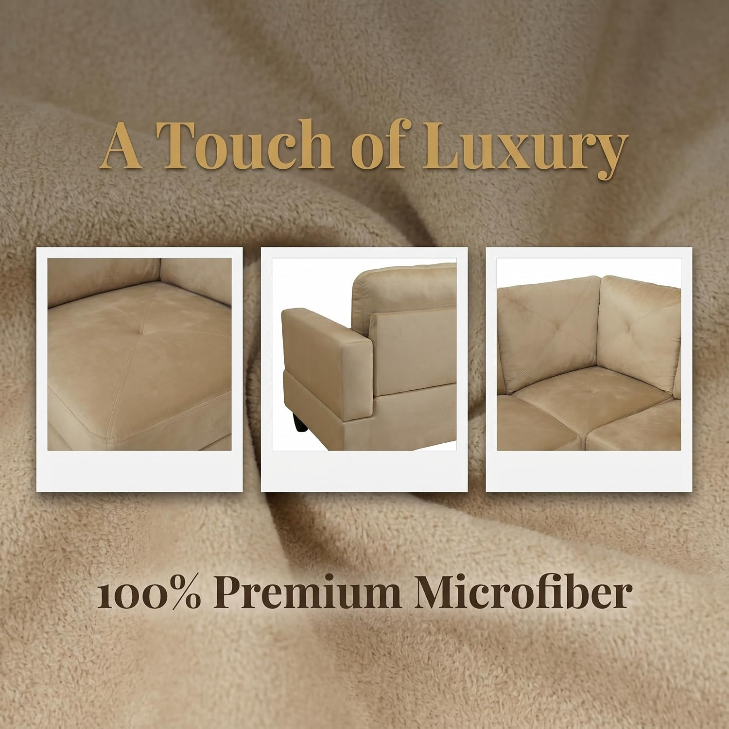 3-Piece L-Shaped Modular Leather Sofa – Convertible Sectional Couch with Movable