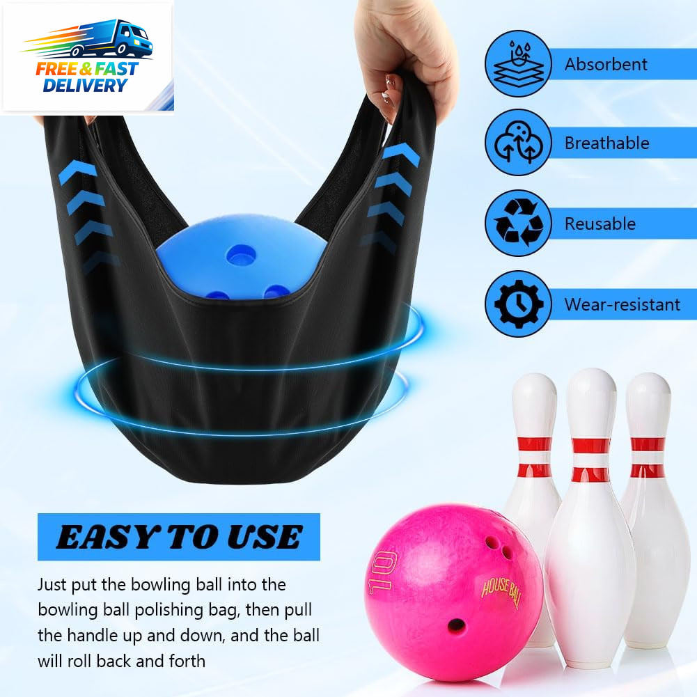 4 Pack Bowling Shammy Pad with EZ Grip Dots, Bowling Ball Towel Microfiber Bowli
