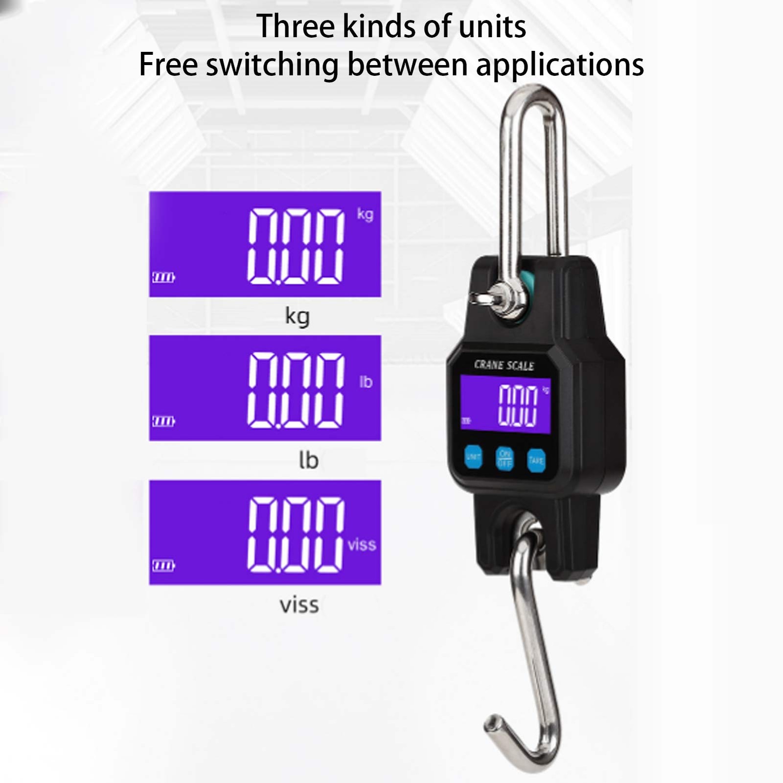 (Black)WH-C06 Rechargeable Digital Hanging Scale Mini Crane Scale Electronic US