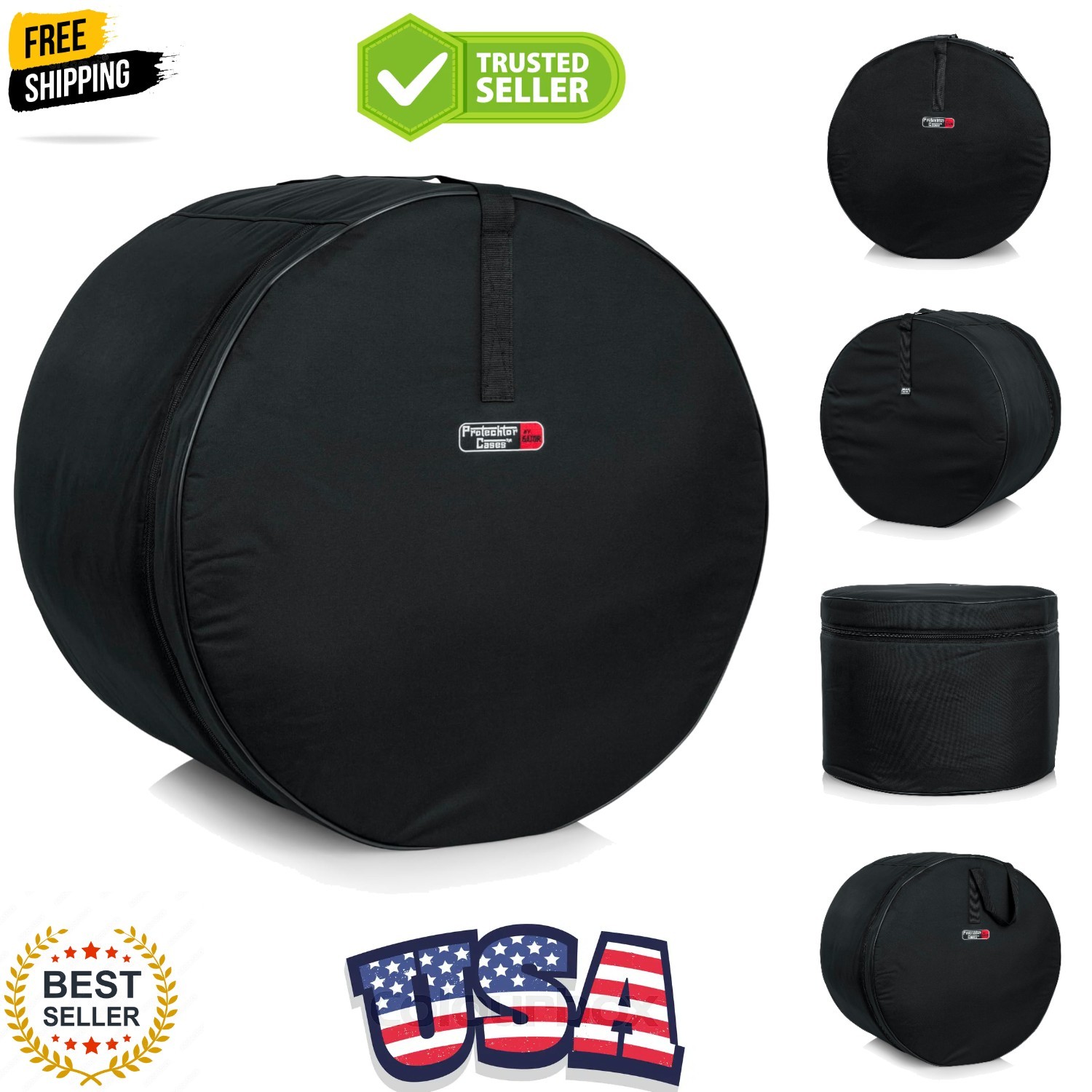 Cases Standard Series Padded Bass Drum Bag, 24"X14",