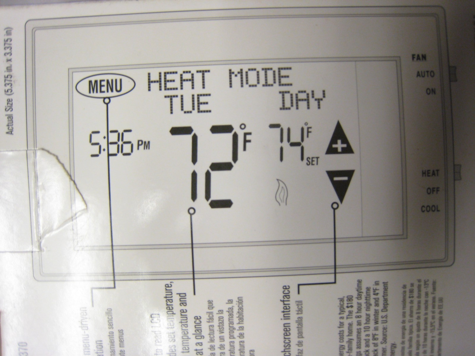 ACE 4235370 PROGRAMMABLE TOUCHSCREEN THERMOSTAT NEW