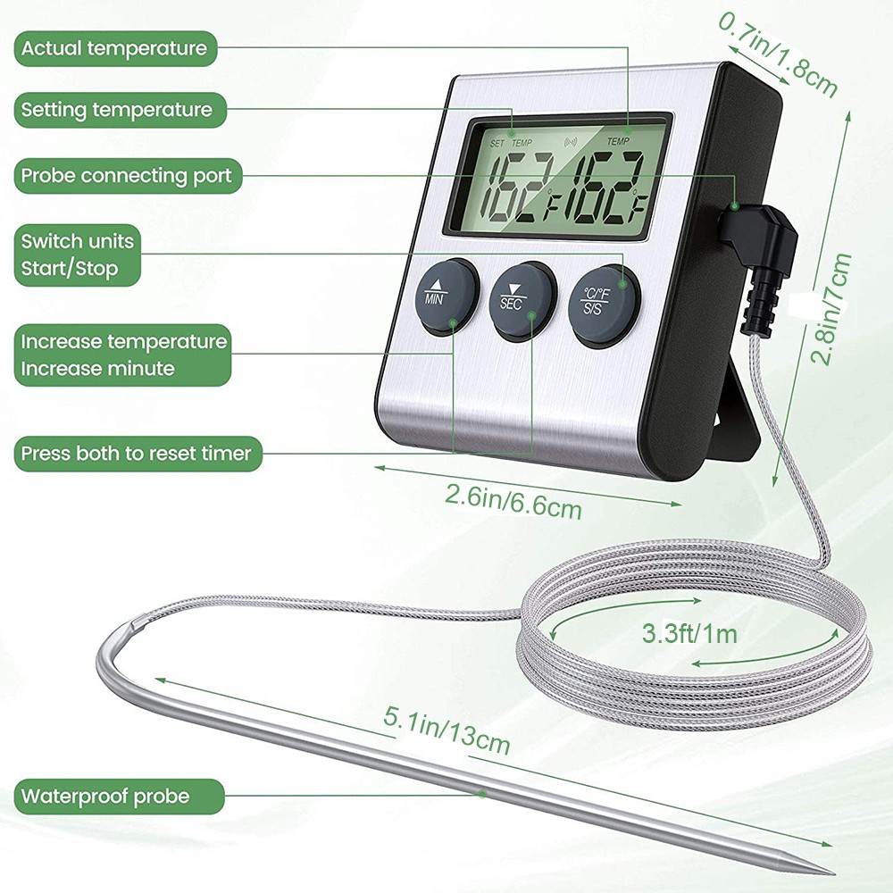 Remote Kitchen Cooking Digital Thermometer Probe Meat Food Temperature w/Timer