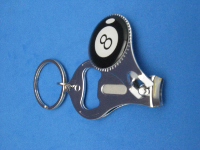 LUCKY EIGHT - 8 BALL KEY RING NAIL CLIPPER BOTTLE OPENER #211