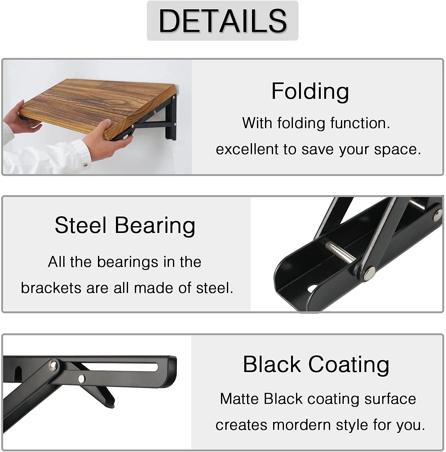 16 Inch Folding Shelf Brackets Heavy Duty Wall Mount 2pcs