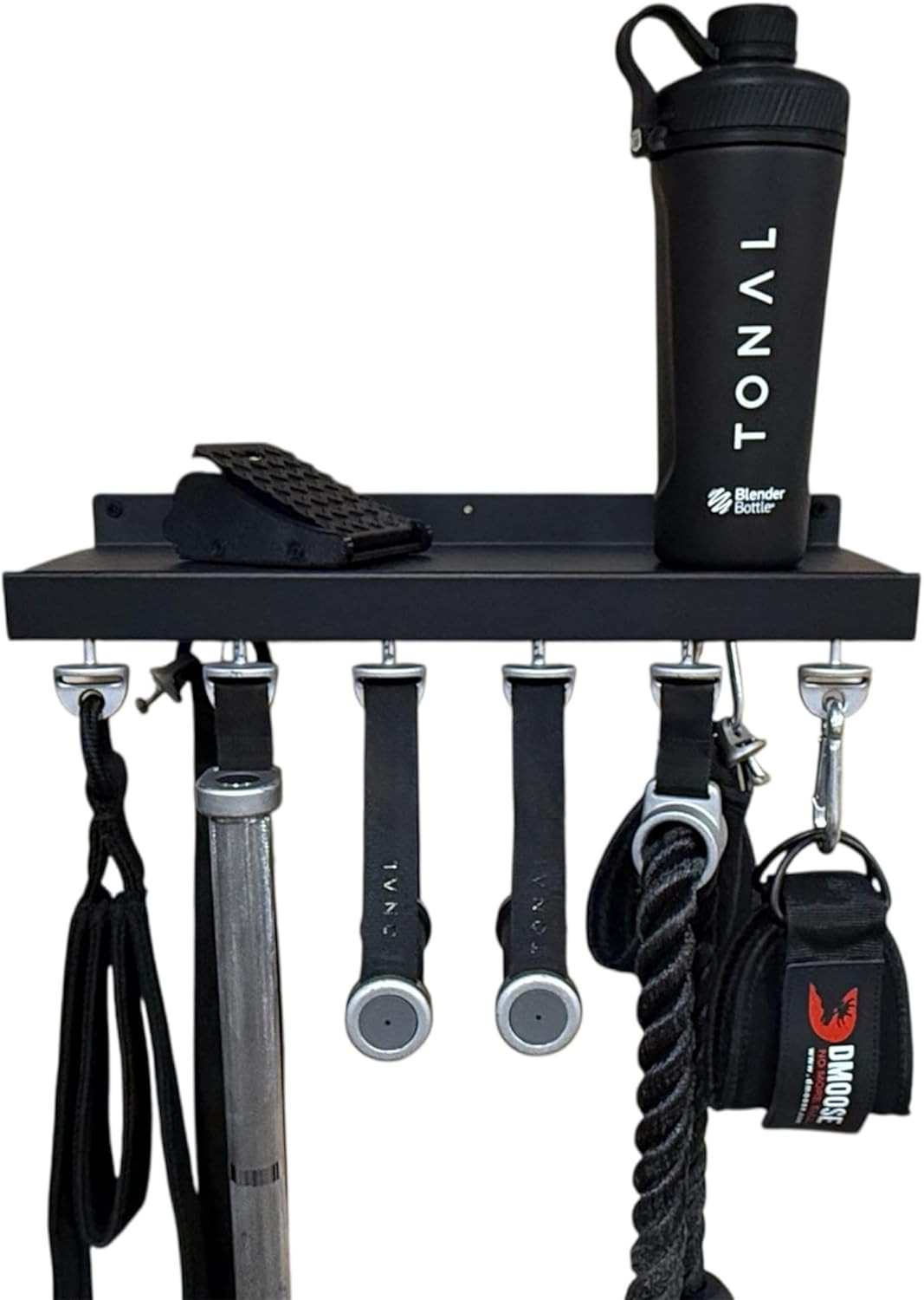 Tonal 17" Accessory Shelf with 6 T-Lock Mounts and 5 Hooks for Organization