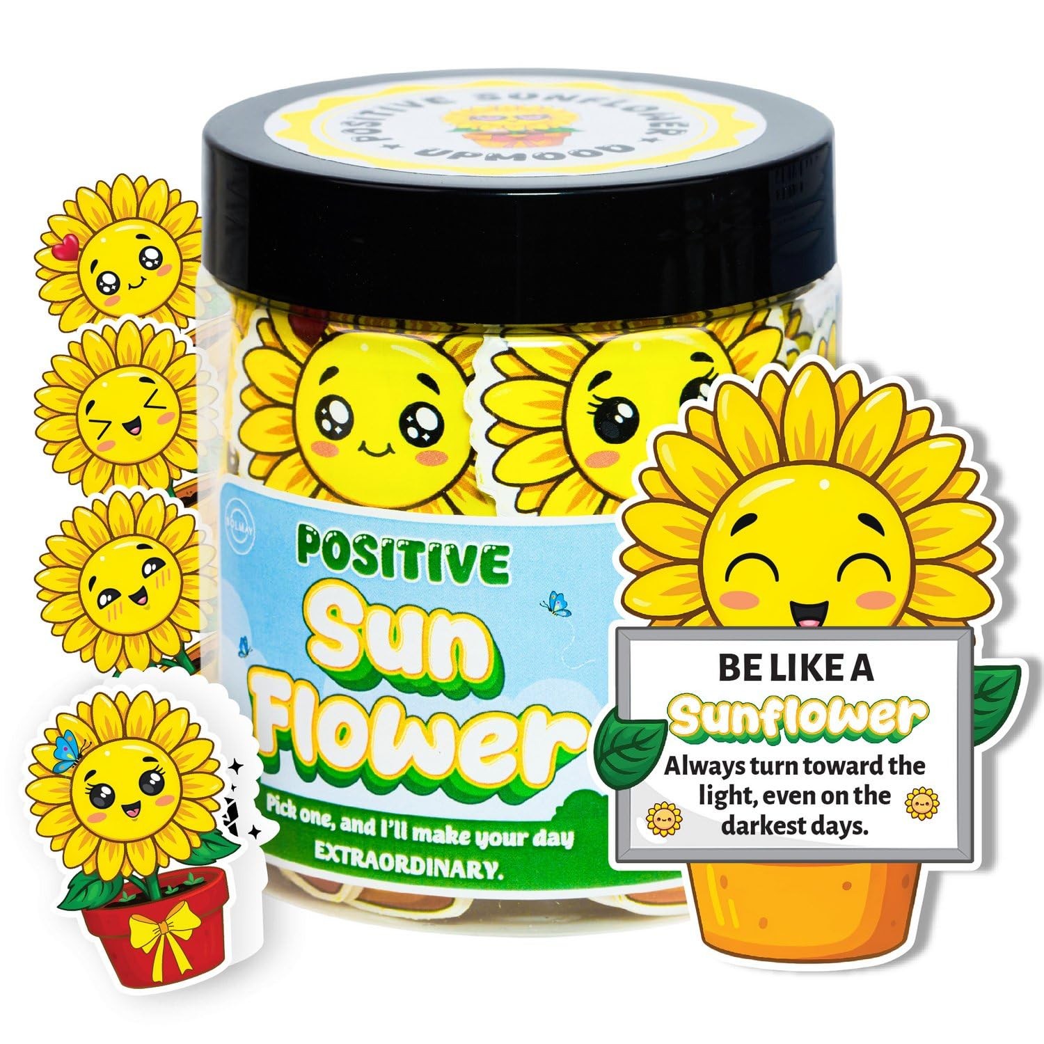 Positive Sunflower Jar – 60 Daily Affirmation Cards with