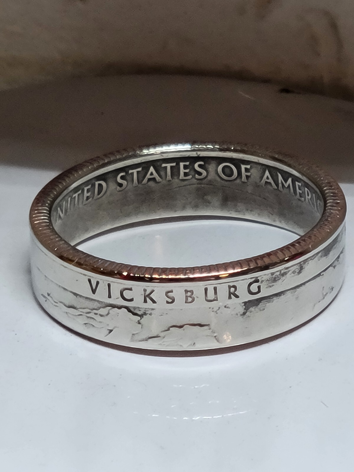 VICKSBURG, MS. - Size 9 State Quarter Coin Ring Hand Made