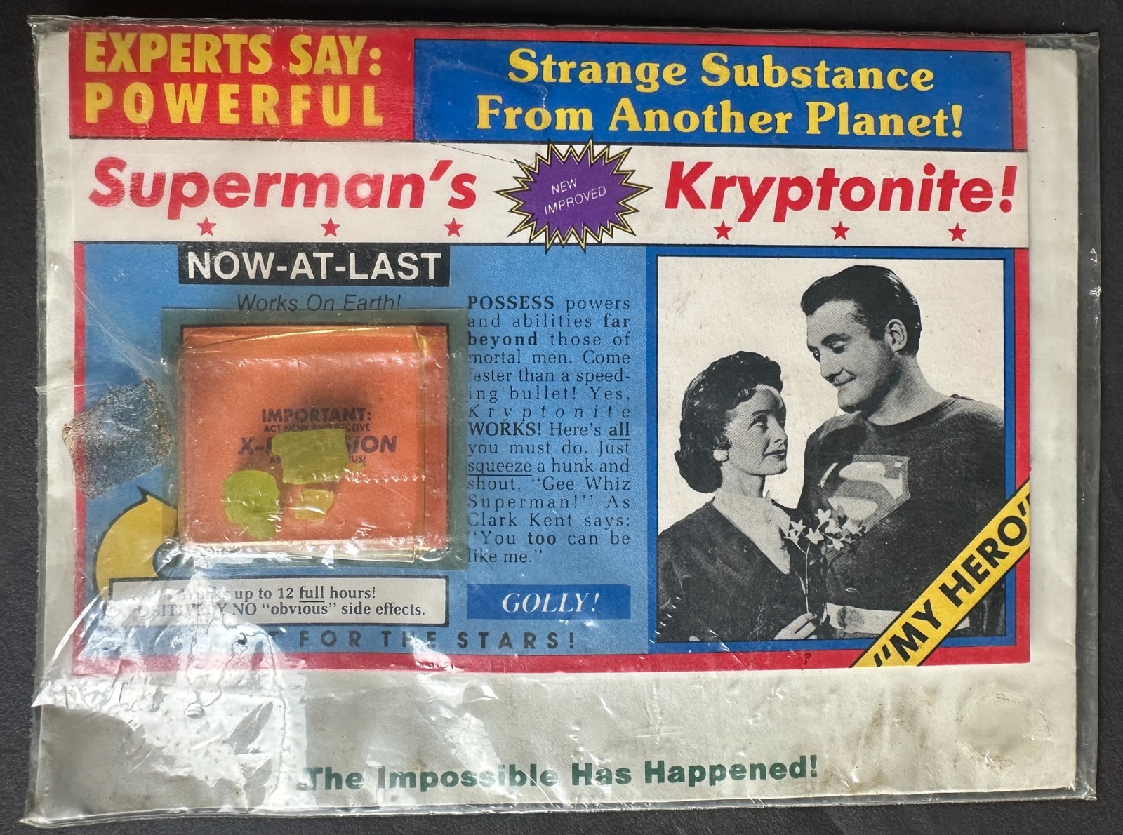 Superman's Kryptonite Heart Throbs Sealed Card 1980S