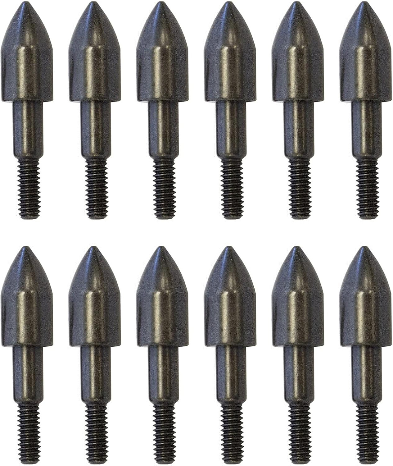 12Pcs 5/16" Archery Field Points Screw-in Arrow Point 100 Grain Steel Field Tips
