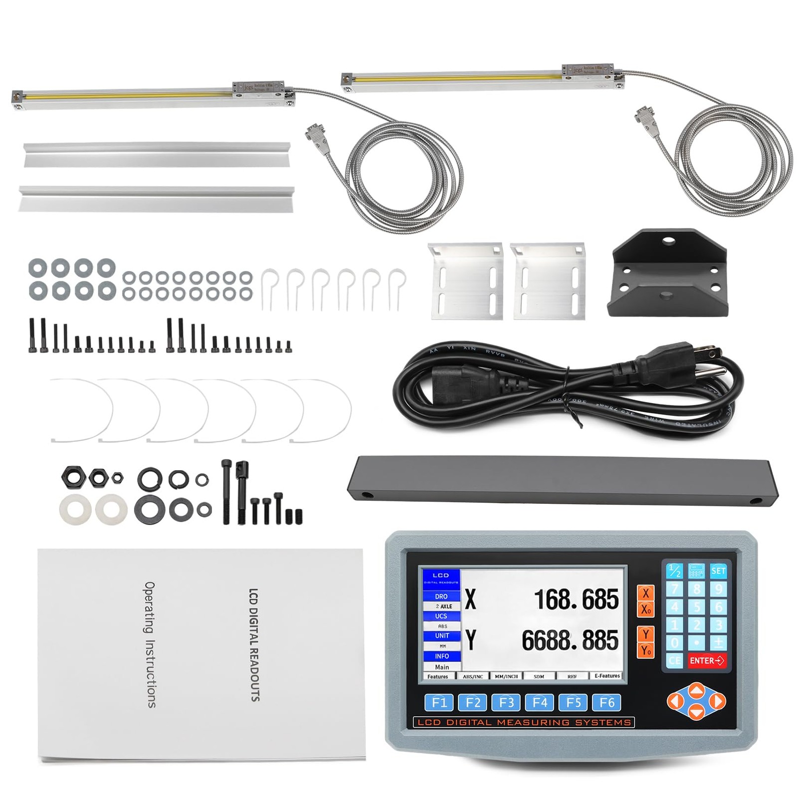 Jecoupoon 2-Axis Digital Display RPM Display Linear Scale Encoder DRO Kit