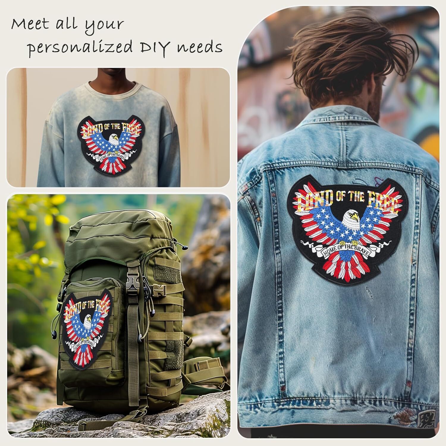 American Eagle Large Back Patch Iron/Sew On for Biker Motorcycle Vest Jacket