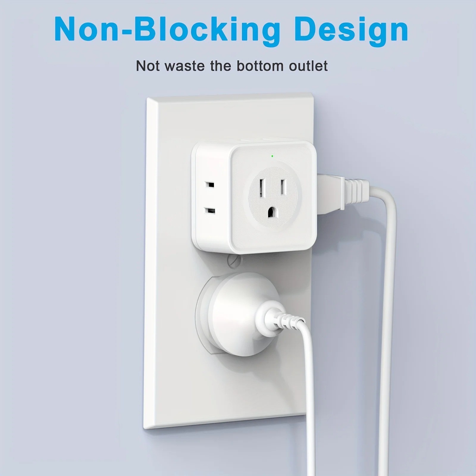 5 Way Multi Plug Outlet Extender, Wall Outlet Expander, Small Electrical Outlet