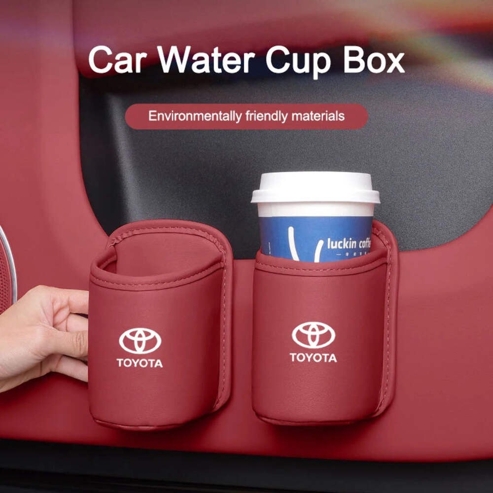 For Toyota Car Door Water Cup Holder Back Seat Drink Rack Leather Storage Coroll