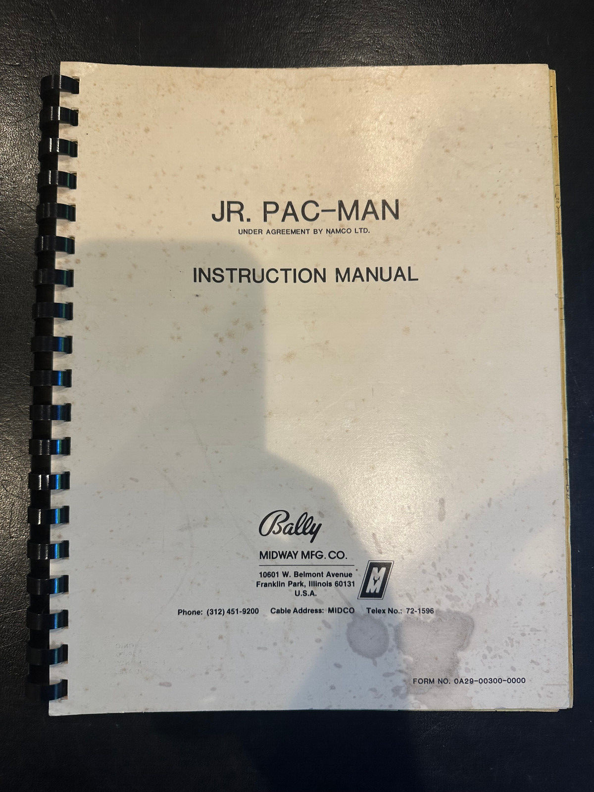 Bally Midway Jr Pac-Man Video Arcade Game Instruction Manual