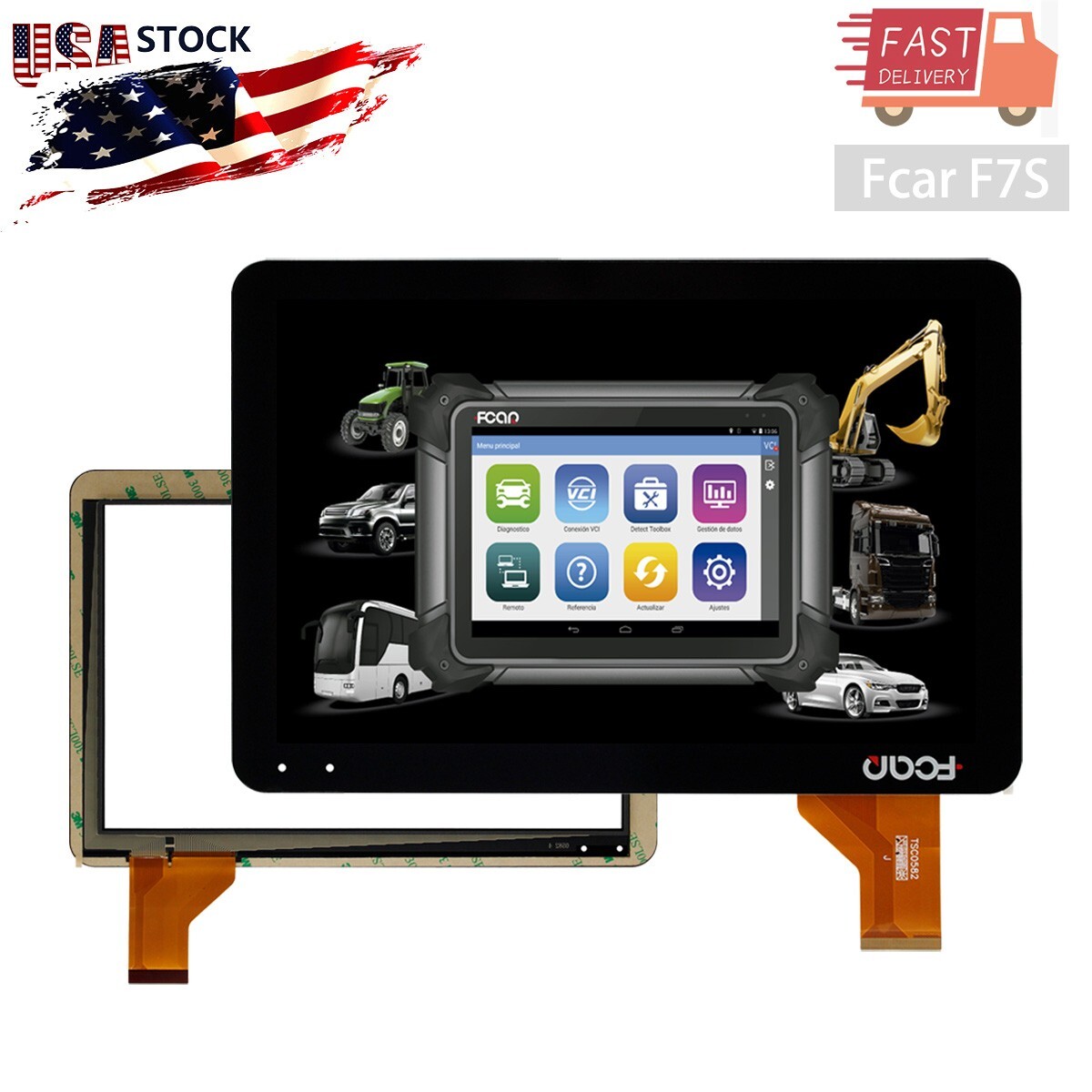 New 10.1" Digitizer Touch Screen Glass Panel - FCAR F7S F7SG F7SN F7SB F7SW F8