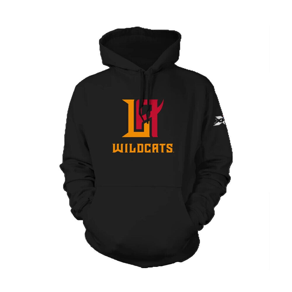 NEW WOMENS DEFUNCT LA WILDCATS FOOTBALL  HOODED SWEATSHIRT- BLACK - MED