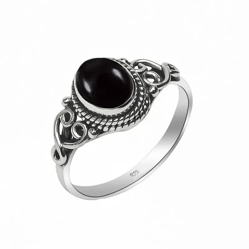 Black Onyx Gemstone 925 Sterling Silver Ring Handmade Jewelry Ring For Gift