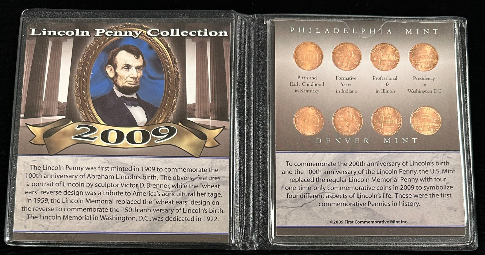 2009 Lincoln Penny Collection P+D Commemorative 8-Coin Set w/ COA