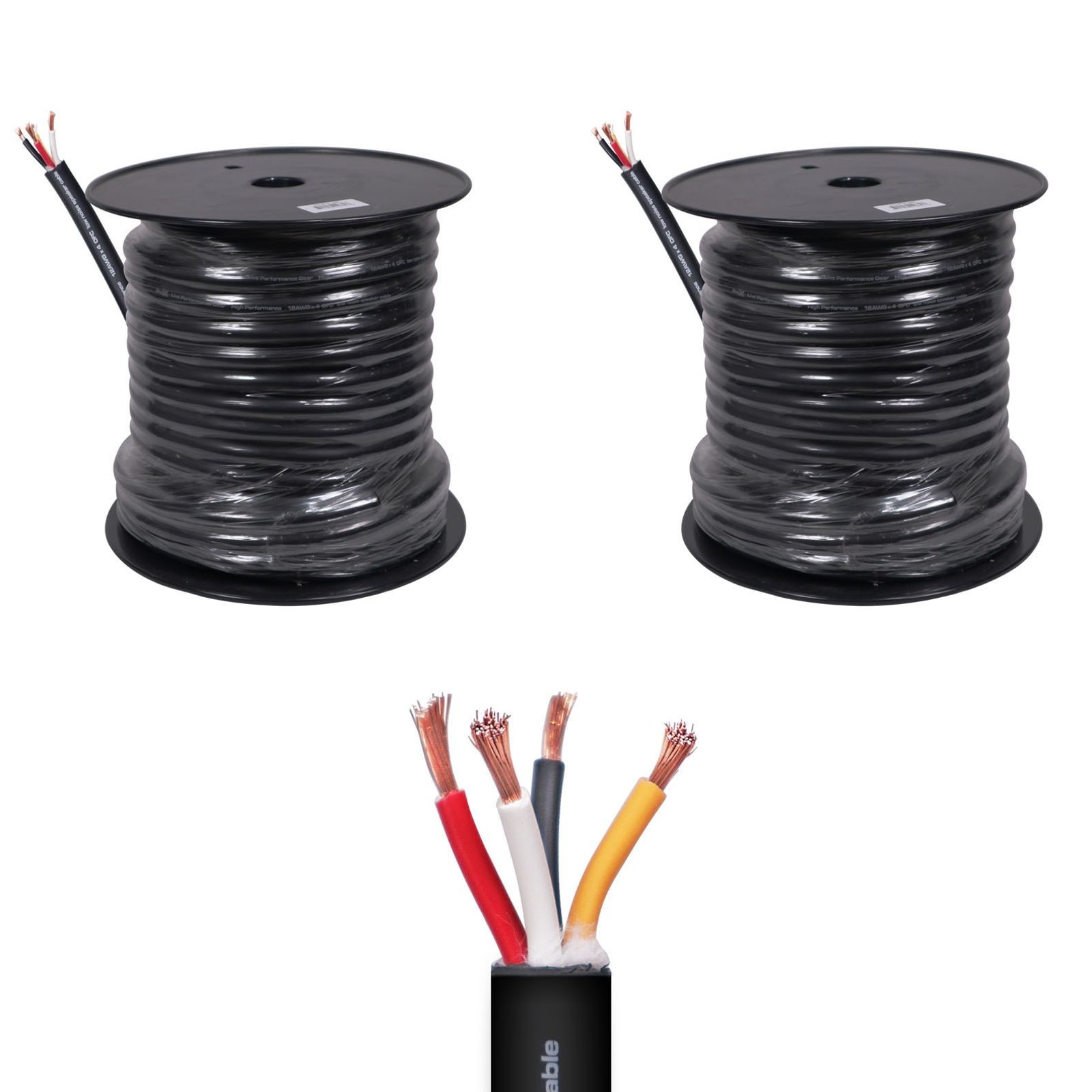 2 Speaker Cable 4 Conductor 100 ft High Performance 12 Gauge Bulk Spool by Prox