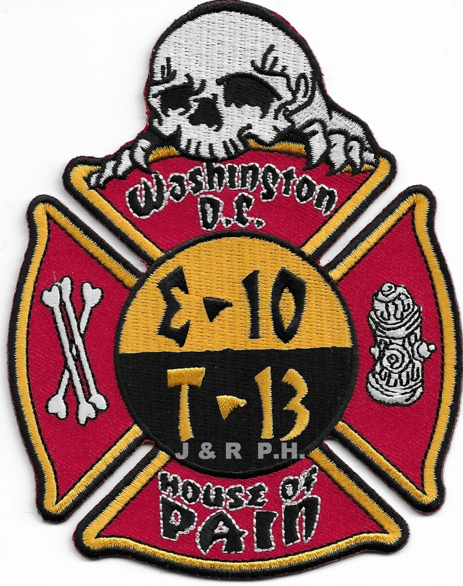 Washington D.C.  Engine-10 / Truck-13 House of Pain-Red (3.75" x 5") fire patch