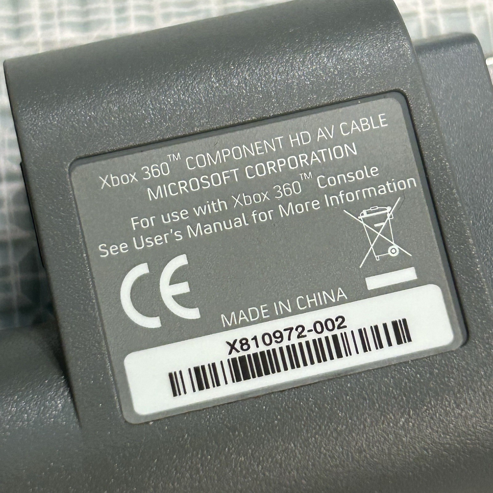 Genuine Microsoft Xbox 360 Component HD AV Cable Grey Gray OEM