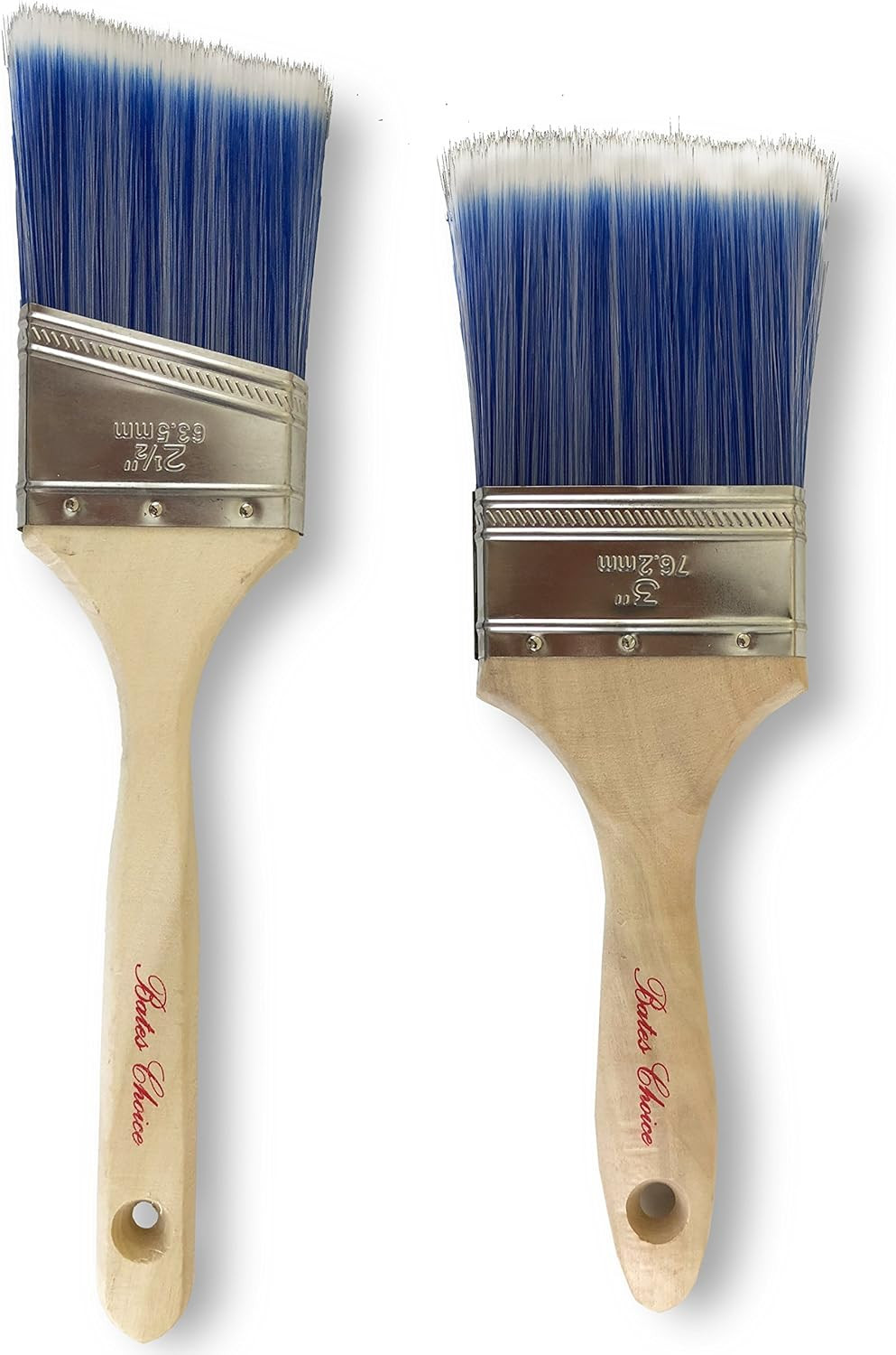 2 Pack Paint Brushes, 75mm & 70mm, Durable Filaments, Wooden Handle, Paint Brush