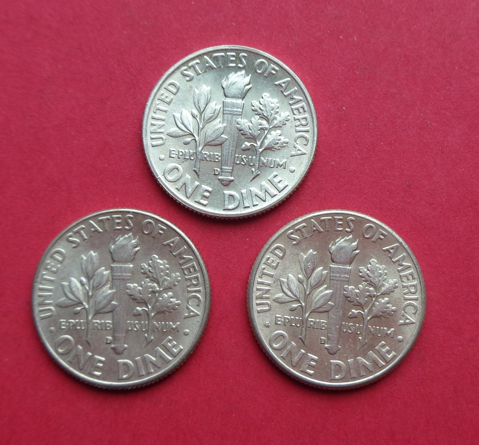 1964-D  LOT OF  3 SILVER BRILLIANT UNCIRCULATED  ROOSEVELT DIMES