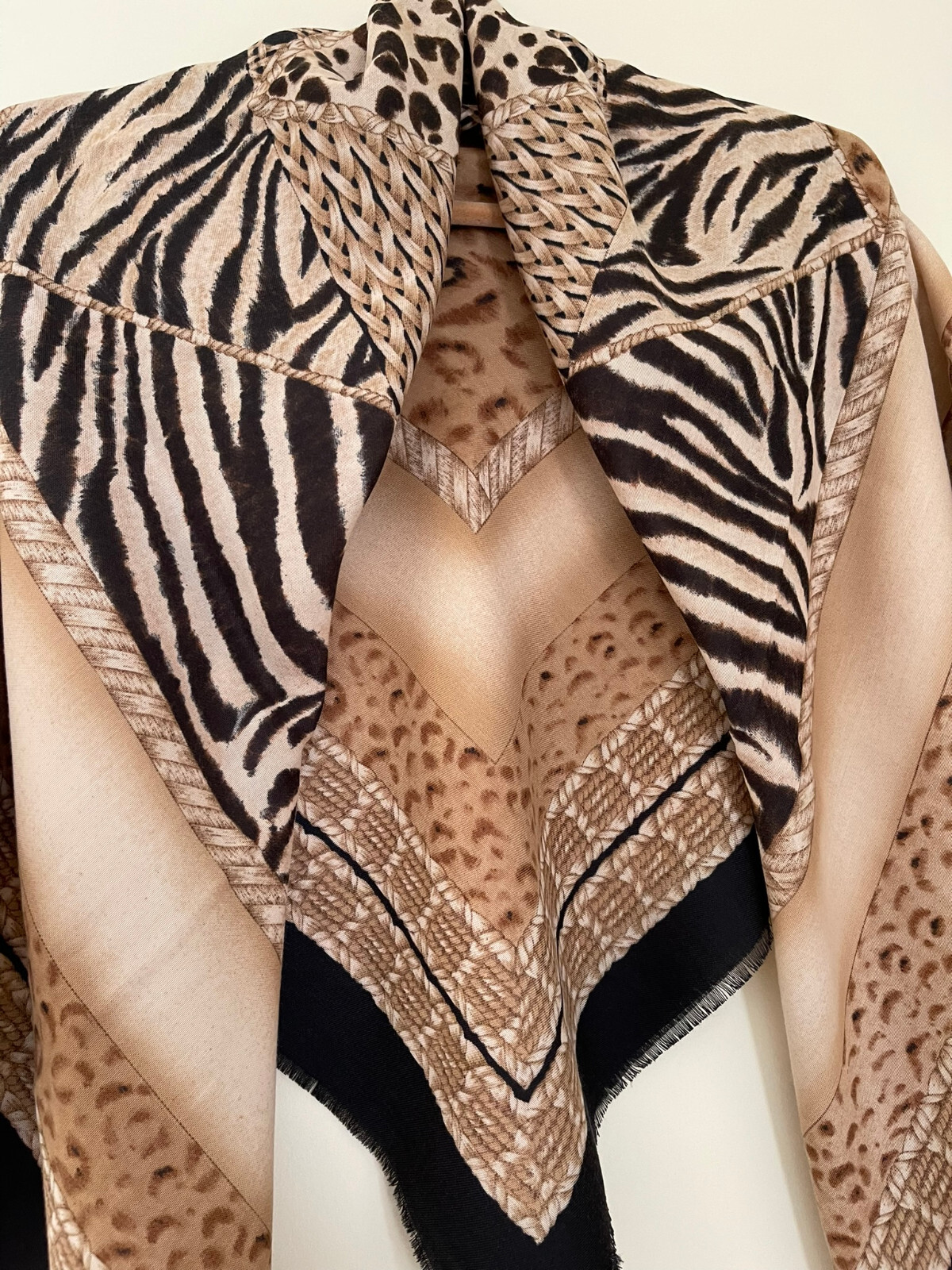 Italy Large Leopard print square Shawl 100% polyester 46"x46"  Made in Italy