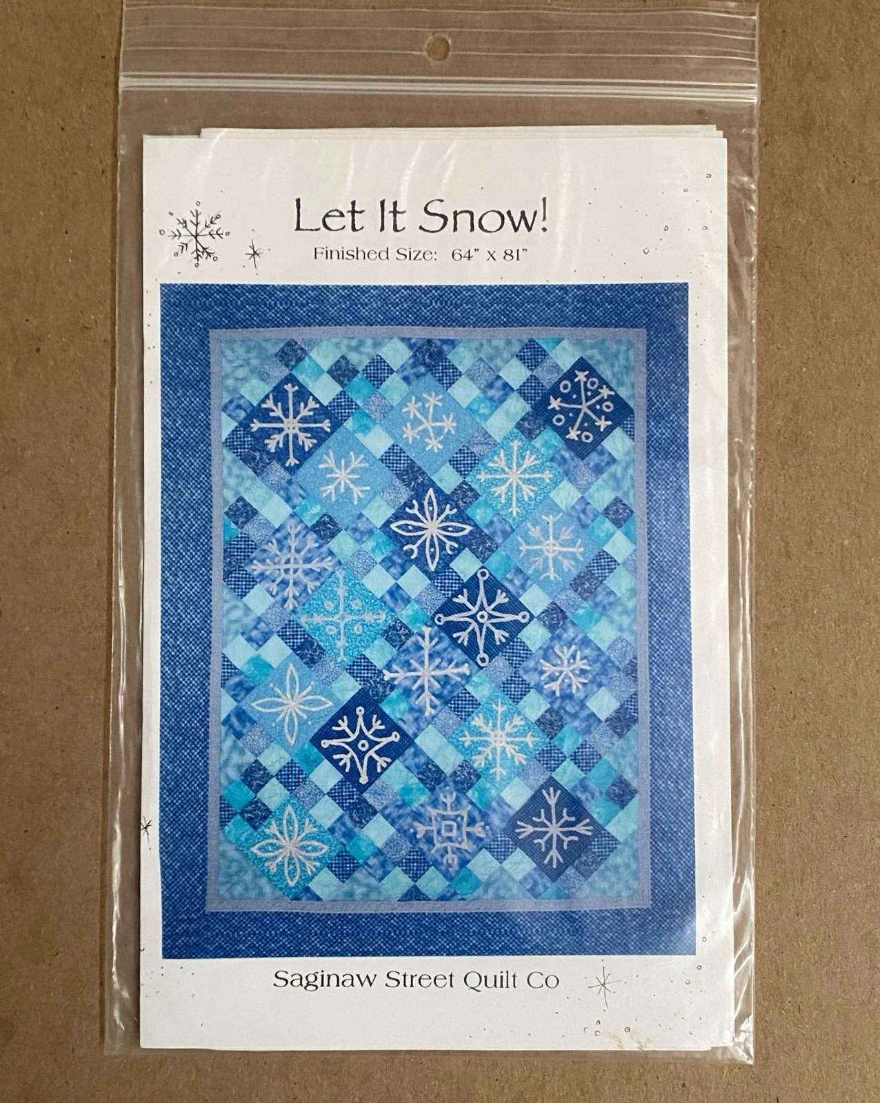 Let it Snow Winter Snowflakes Quilt Pattern 64x81 Saginaw Street Quilt Co
