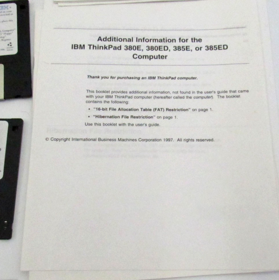 IBM ThinkPad 380 380D Laptop Booklets instructions Catalog Users Guide Set Lot