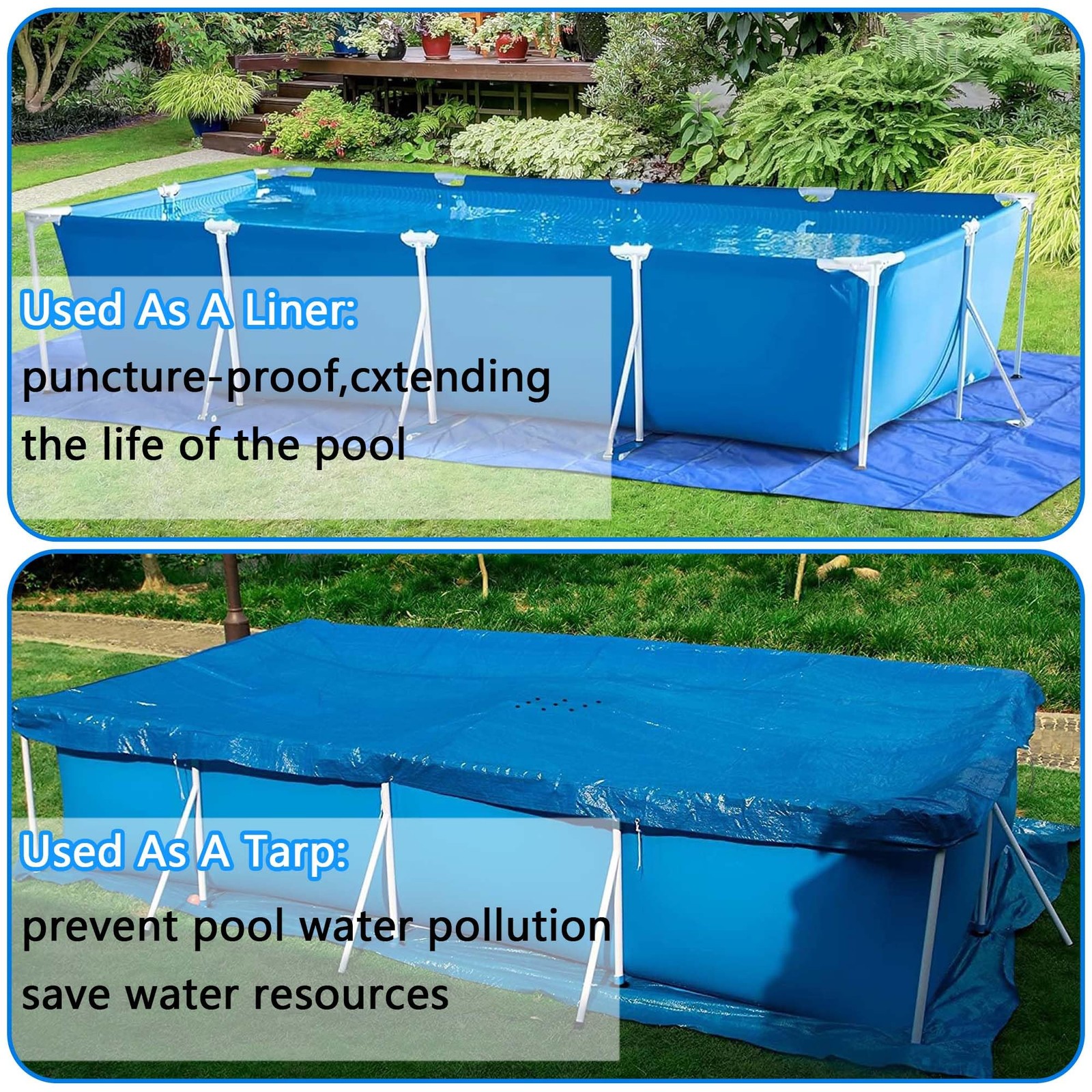 Codree 24 X 16 Ft Rectangular Pool Ground Cloths Waterproof Pe Swimming Pool
